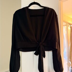 Amazon Black Women's Tie-Front Blouse